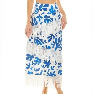 NWT- WeWoreWhat Blue and Off White Maxi Skirt